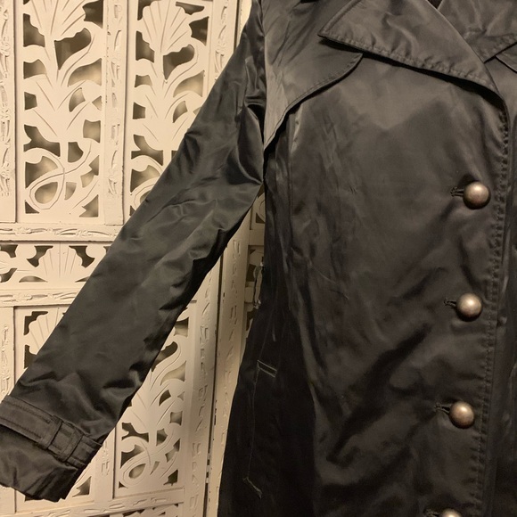 MOSSIMO SUPER NICE SHINY BLACK BUTTON UP LONG SLEEVE LONG COAT - Picture 5 of 9